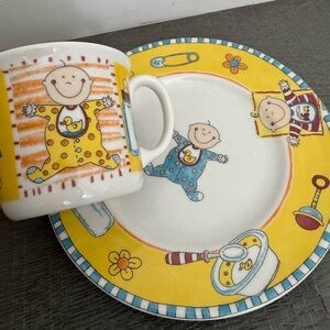 Vintage Royal Doulton Millennium Baby Plate and Cup China Set